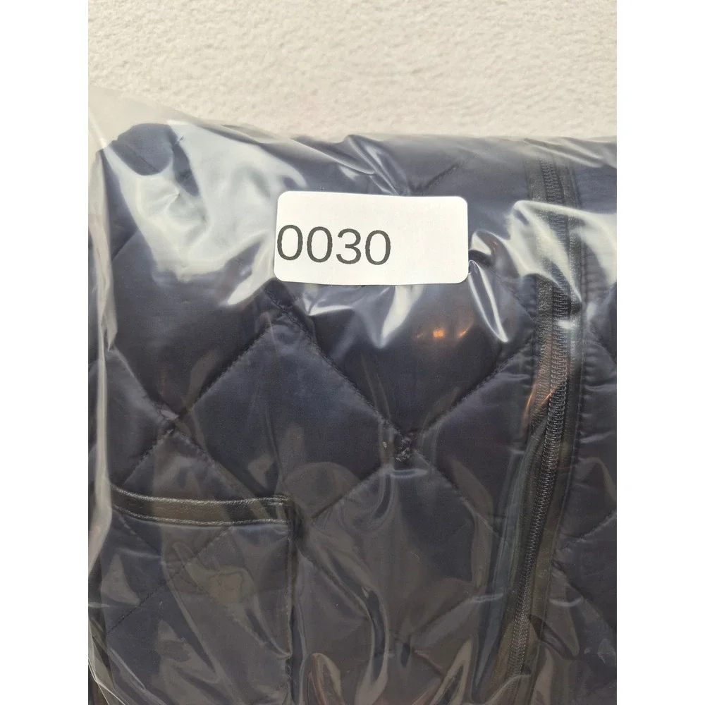 Uniqlo Ultra Light Down Jacket Navy Blue Diamond Quilted Women Small Zip Up
